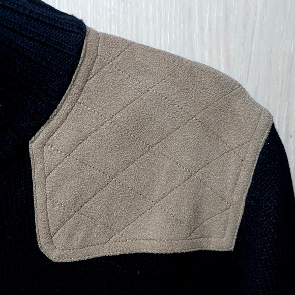 Lauren Ralph Lauren Women Sweater Jacket SZ Med Equestrian Classic Quilted Elbow - Picture 3 of 11